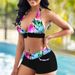 Women's Clothing Women's Two Piece Swimsuit Bikini High Waist Floral Boxer Shorts Halter Neck Swimsuit Bikini_ecoleips.com