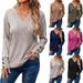 Women's Autumn/Winter Collection: Long-Sleeved V-Neck Shirts, Solid-Color Buttoned T-Shirts, And Oversized Tops_ecoleips.com