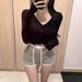 Korean Dongdaemun Women's Short Casual Cardigan Long Sleeve Simple Versatile Solid Color Top for Layering_ecoleips.com