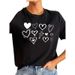 European And American Women's Clothing, Round-neck, Letter-printed, White Heart-patterned T-shirt_ecoleips.com