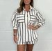 Women's Clothing Striped Shirt Shorts Set_ecoleips.com