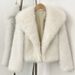 Elegant Faux Fur Coat With Heart-Shaped Lapel – Short Vintage-Style Jacket For Women, Warm Long Sleeve Winter Outerwear(Black, Wine Red, Gray, Coffee_ecoleips.com