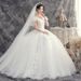 Women's Clothing Minimalist Off-Shoulder Wedding Dress – Korean-Inspired A-Line Bridal Gown With Lace-Up Back & Crinoline (XS-XXXL, Pure White)_ecoleips.com