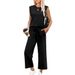 Women's Clothing Women's Loose Sleeveless Round Neck Vest Top And Pants Casual Two Piece Suit Style Clothing_ecoleips.com