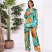Women's Clothing Women's Retro Geometric Print Lapel Loose Shirt Autumn Fashion Tie Collection_ecoleips.com