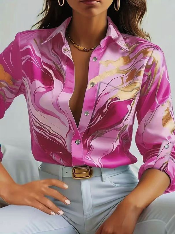 2025 European And American New Autumn Fashion Shirts Casual Loose Button Long Sleeved Printed Shirt For Women_ecoleips.com