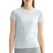 Women's Seamless Thin Sports Fitness Yoga Top Short Sleeve Sweat Wicking for Running Training Slimming_ecoleips.com