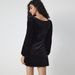 Voya Women's New Autumn And Winter Collection, Waist Cinching And Slimming, A-list Party Party Party Square Collar Long Sleeved Velvet Dress_ecoleips.com