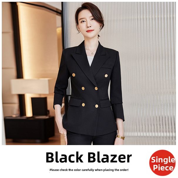 Women's Double Breasted High-End Elegant Casual Suit Stylish Spring Autumn Wear_ecoleips.com