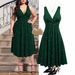 Women's Glitter V-Neck High-Waist Pleated Dress – Elegant Evening & Party Wear (S-5XL, Green/Burgundy/Black)_ecoleips.com