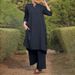 Women's Clothing Spring And Summer Large Size Women's Sportswear Cotton And Linen V Neck Sleeve Wide Brimmed Trousers 2 Piece Set_ecoleips.com