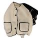 Faux Shearling Jacket – Women’s Oversized Round-Neck Fall Coat, Soft Fleece-Like Polyester Outerwear (Khaki/Black/Cream, M-3XL)_ecoleips.com