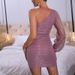 In Stock European And American INS Hot-Selling Elegant Long-Sleeve One-Shoulder Sexy Hot Girl Nightclub Style_ecoleips.com