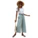 Suitable For All Seasons 2024 New Women's Summer Elastic Waist Solid Color Cotton Linen Belt Wide Leg Loose Cropped Pants For Women_ecoleips.com