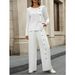 Women's Clothing Women's Linen Cotton Casual Two-Piece Set – Short Sleeve Button Top + Wide Leg Pants (Blue/Khaki/White, S-3XL) | Breathable Outfit_ecoleips.com