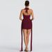 Spring/Summer Women's Sexy Deep V Neck Halter Neck Dress American Style With Water Drop Decoration Exposed Backpack_ecoleips.com