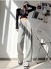 K Sports Pants With High Waist And Hanging Sensation, Floor Length Straight Leg Pants, Women's Casual Narrow Version Wide Leg Pants_ecoleips.com