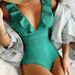 Women's Clothing One Piece Ruffle Swimsuit Solid Color Multicolor Swimsuit Three Dimensional Striped Sexy_ecoleips.com