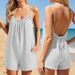 2026 New Women's Shorts Jumpsuit Summer Linen One-Piece Shorts Tights Jumpsuit Beach Vacation_ecoleips.com