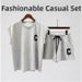 Sleeveless Tank Top Set, Printed Or Plain Vest, Casual Loungewear For Summer, Comfortable Stretch Fabric_ecoleips.com