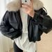 girl Girl Girl Parker Leather Jacket Women, Autumn And Winter 2025 New Korean Style, Loose Fit, Fleece Lined, Thickened, Short Cotton_ecoleips.com