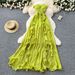 Women's Clothing Holiday Style Dress Summer French Sexy Tube Top Waist Slimming Slit Ruffle Irregular Long Skirt_ecoleips.com