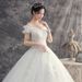 Women's Clothing Minimalist Off-Shoulder Wedding Dress – Korean-Inspired A-Line Bridal Gown With Lace-Up Back & Crinoline (XS-XXXL, Pure White)_ecoleips.com