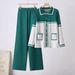 Women's Loose Knitted Cardigan And Pants Set Color Block Lapel Fashion Casual Two Piece Outfit European American Style Autumn Winter New Arrival_ecoleips.com