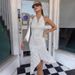 Talenza White Polka Dot Dresses Women's Summer Sexy Sleeveless Backless Ruffle Dress Fashion Print Elegant Women's Casual Dress_ecoleips.com