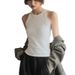 Women's Short Cropped Sleeveless Sports Tank Top INS Style Solid Color Inner Layer Slim Fit_ecoleips.com