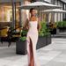 Women's Clothing New Style Solid Color Sexy Slim Fashion Waist Irregular Slit Long Skirt Suspenders_ecoleips.com