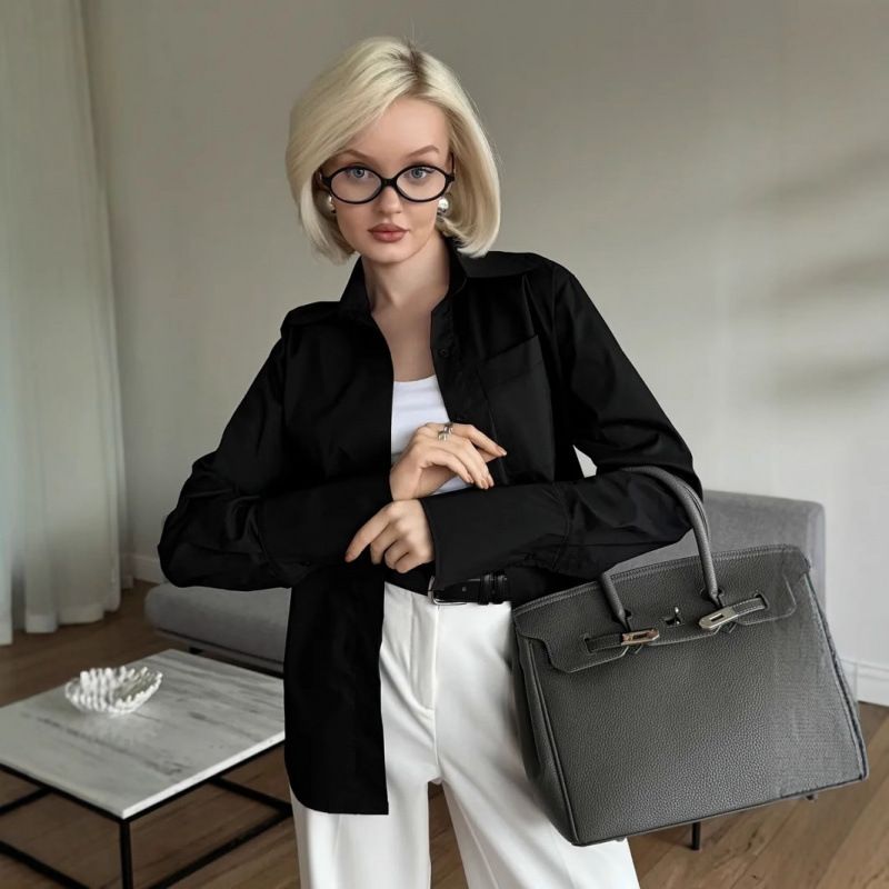 Temperament Women's Clothing Versatile Casual Solid Color Lapel Shirt Fashion Top Wholesale_ecoleips.com