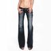 Women's Low Rise Flared Dark Wash Denim Jeans, Slim Bootcut Stretch Casual Pants For Daily Streetwear, Y2K Vintage High Stitching Bell Bottoms For Eve_ecoleips.com