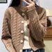 Aria Basics Aria Basics Autumn Winter Short Thickened Wool Sweater For Women Round Neck Cardigan Loose Lazy Knitted Top Coat_ecoleips.com