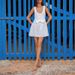 Sexy Ho Girl Dress For Women, Summer New Syle, Linen Coon Large U-Neck Ves + Elasic Wais Shor Skir Two-Piece_ecoleips.com
