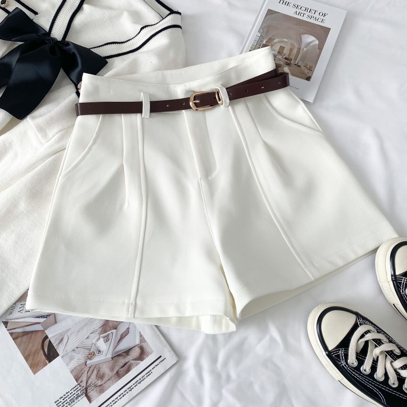 Women's High Waist A-Line Wide Leg Shorts Vintage Hong Kong Style Casual Spring Retro Trouser Shorts for Flattering Fit_ecoleips.com