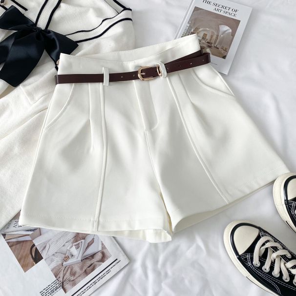 Women's High Waist A-Line Wide Leg Shorts Vintage Hong Kong Style Casual Spring Retro Trouser Shorts for Flattering Fit_ecoleips.com