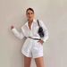 Women's Clothing Loose Solid Color Casual Shirt High Waist Shorts Fashion Suit_ecoleips.com