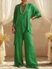 Women's Clothing Summer Women's Two-Piece Set Cotton Linen Round Neck Sleeve Casual Loose Fit Style For Formal & Casual For Women_ecoleips.com