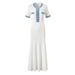 Women's Clothing Early Spring French Elegant Flared Skirt Round Neck Slim Long Knitted Dress_ecoleips.com