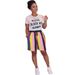 Women's Clothing Rainbow Striped Shorts & T-Shirt Set - Casual Loose Fit Summer Two Piece Outfit Vibrant Summer Essentials_ecoleips.com