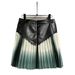 Women's Clothing High Waisted Color Block Pleated Mini Skirt Women's Slimming A-Line Gradient Design Leather Skirt For Summer Fashionable_ecoleips.com