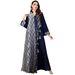 Women's Clothing Contrast Color Stitching Embroidery Elegant Style Long Sleeve Dress_ecoleips.com