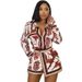 Elegant Two Piece Pant Set Long Sleeved Top With Shorts Sophisticated Print For Spring Autumn Summer_ecoleips.com