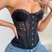 Sheer Mesh Corset Bustier Top – Waist-Cinching Push-Up Lingerie (Black, S-XL, Elegant & Sexy Body Shaper)_ecoleips.com
