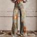 Women's plus Size Faux Denim Wide Leg Pants 3D Printed Casual Flare Pants Popular Style Cross Border Foreign Trade_ecoleips.com