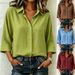 Women's Solid Color Casual Loose Shirt Spring Autumn European American Style Single Breasted Linen Top Nine Sleeve_ecoleips.com