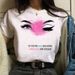 New European And American Foreign Trade Products: Women's Plus-size T-shirt With Eyelash Print, Round Neck, Cartoon_ecoleips.com