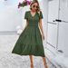DiYun Women's Clothing 2025 Spring/Summer Foreign Trade Elegant Casual Polka Dot V-Neck Short Sleeve_ecoleips.com