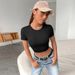 Voya Women's 2026 Spring/Summer New Style Sexy Backless Short Sleeved Slim Knit American T-shirt Top_ecoleips.com
